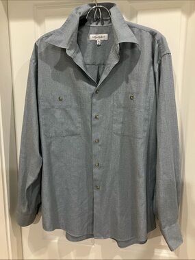 Yves Saint Laurent , Men's large / 16 1/2. Chambray / light blue Button-Up Shirt